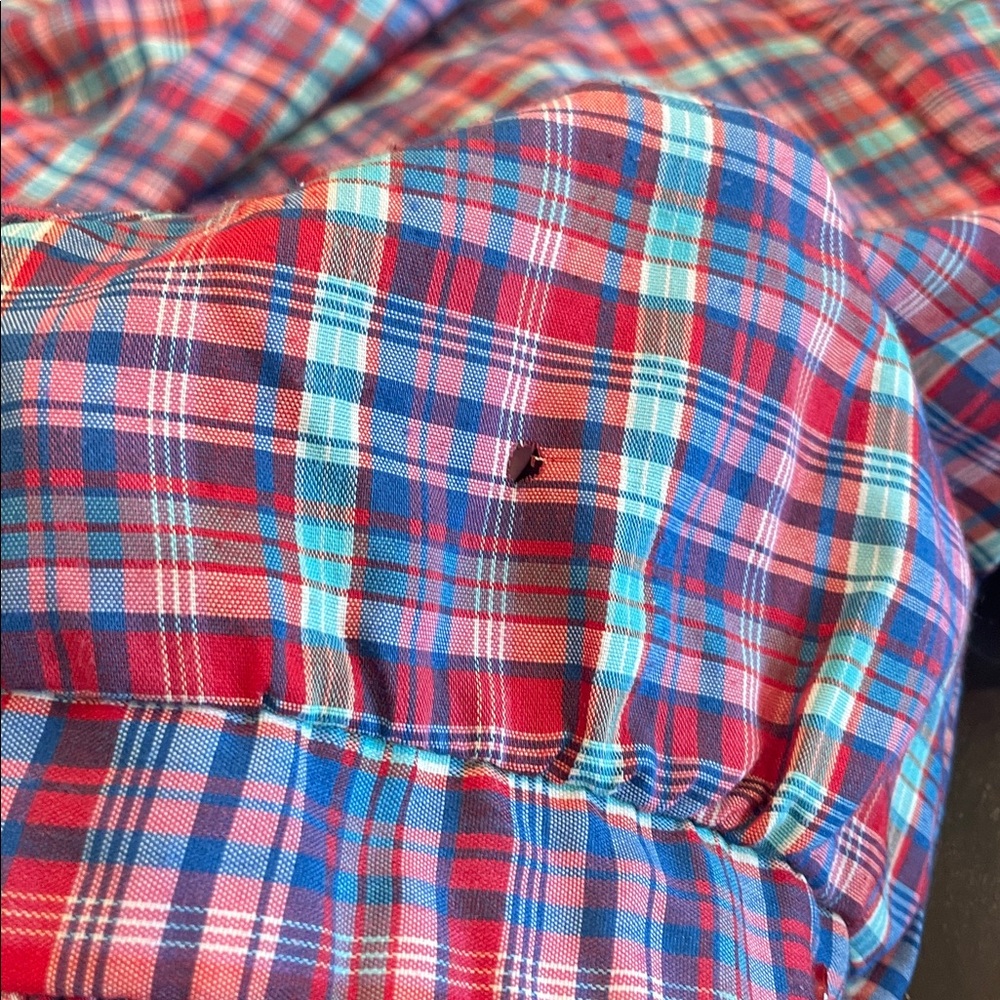 Vintage 70s Sears Plaid Ruffle Short Sleeve Button Down Shirt Blouse - Picture 7 of 8
